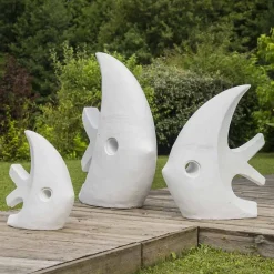 Statue design de jardin poisson petit modèle blanc 50cm