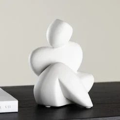 Statue en grès Floda Blanc - Blanc