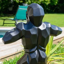 Statue jardin gorille origami noir 80 cm