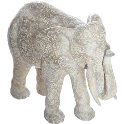 Statue éléphant Enzo - motifs gravés - effet blanchi H22 cm - Atmosphera