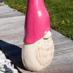 Statue moderne jardin tomte suédois rose 50 cm