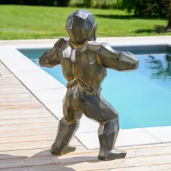 Statue origami gorille black antique 80 cm