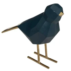 Statue origami Oiseau - résine - H16 cm - Bleu- Atmosphera