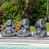 Statues de bouddha sagesse patiné gris 40 cm