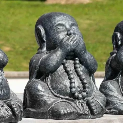 Statues de bouddha sagesse patiné gris 40 cm