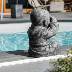 Statues moine de la sagesse patiné gris 40 cm