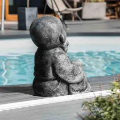 Statues moine de la sagesse patiné gris 40 cm