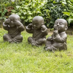 Statues moine de la sagesse patiné brun antique 40 cm