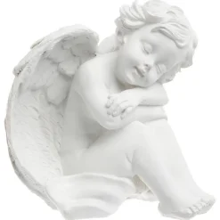 Statuette Ange assis - H15 - 5 cm - Blanc- Atmosphera