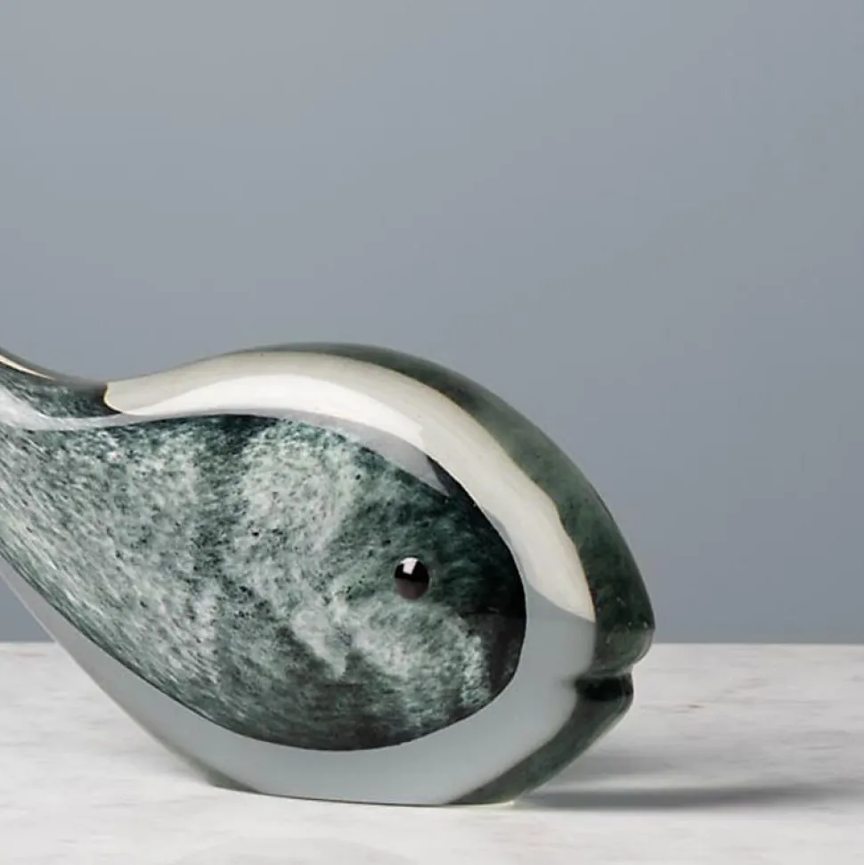 Statuette baleine grise verre 18x25x6cm