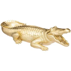 Statuette crocodile - doré - résine H11 cm - Atmosphera