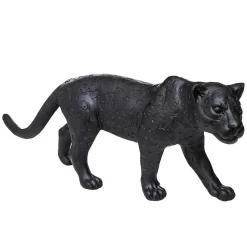 Statuette léopard - résine - noir - H28 cm - Atmosphera