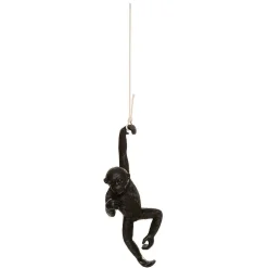 Statuette singe suspendu Safari - résine - blanc - H39 - 5 cm - Noir- Atmosphera