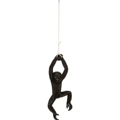 Statuette singe suspendu Safari - résine - blanc - H39 - 5 cm - Noir- Atmosphera