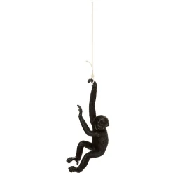 Statuette singe suspendu Safari - résine - blanc - H39 - 5 cm - Noir- Atmosphera