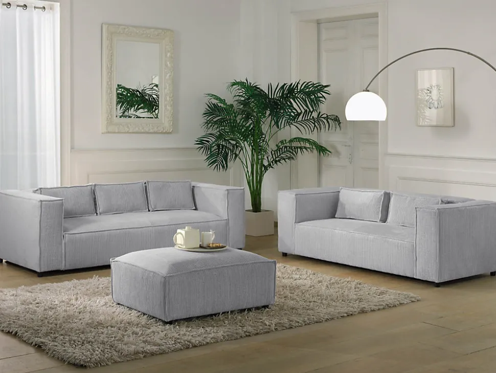 Stella - pouf en velours côtelé - style contemporain - Lisa Design
