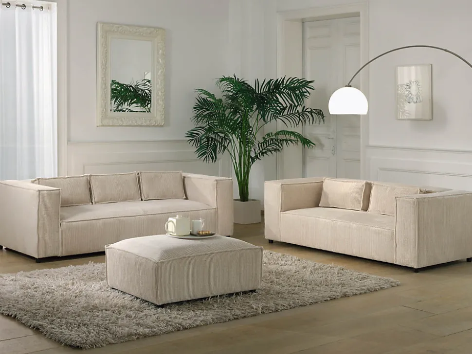 Stella - pouf en velours côtelé - style contemporain - Lisa Design