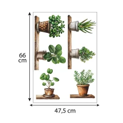 Sticker décoratif autocollant, Stickers Muraux Plante, Autocollant Mural Plante Verte, Chambre, Salon, 68 cm X 48 cm