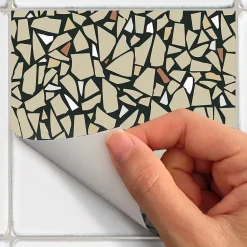 Sticker Mural Carrelage adhésif Cuisine Salle de Bain - 24 STICKERS CARRELAGES TERRAZZO OMBRIE - 24stickers15x15cm