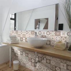 Sticker Mural Carrelage adhésif Cuisine Salle de Bain - 24 STICKERS CARRELAGES AZULEJOS HÉLÉORNA - 24stickers15x15cm