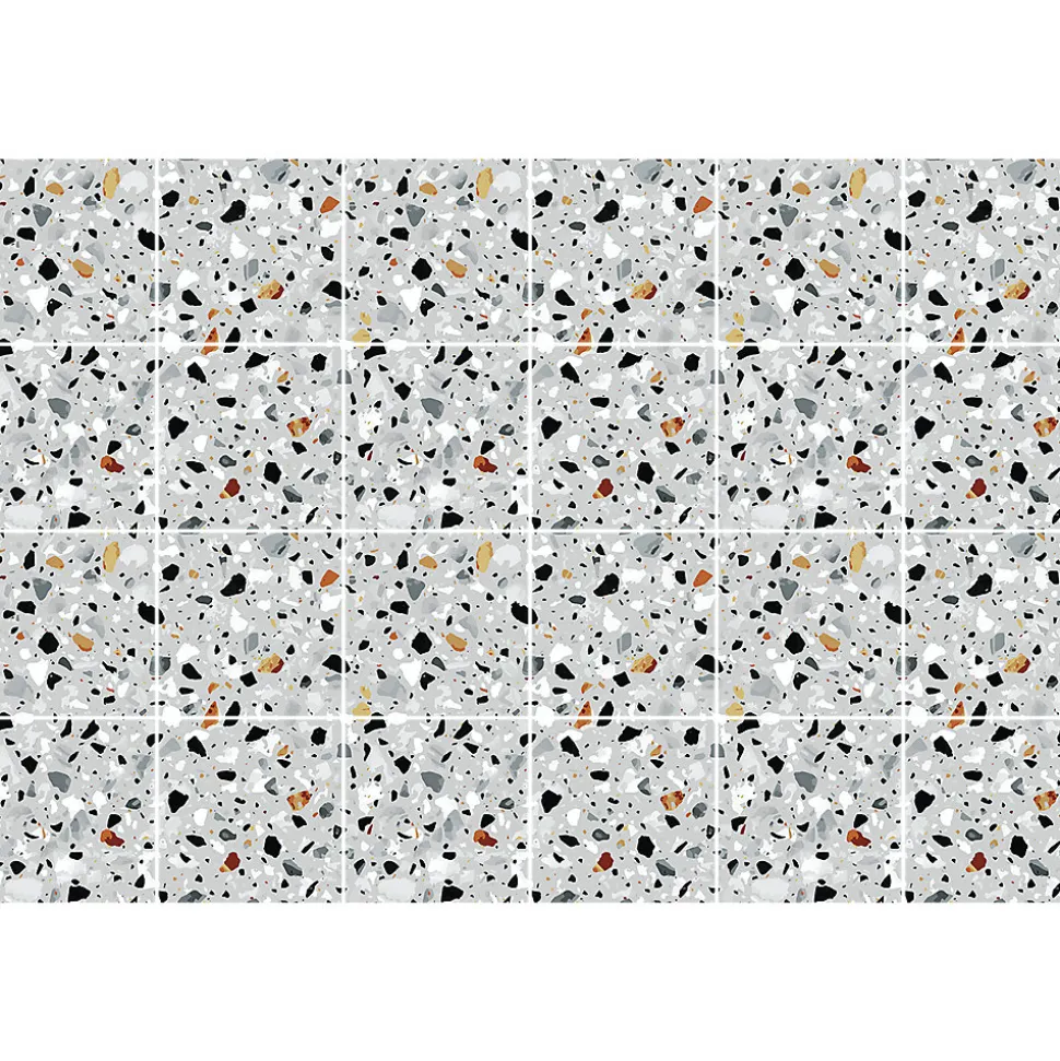 Sticker Mural Carrelage adhésif Cuisine Salle de Bain - 24 STICKERS CARRELAGES TERRAZZO CARLOFORT - 24stickers15x15cm