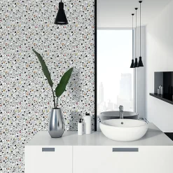 Sticker Mural Carrelage adhésif Cuisine Salle de Bain - 24 STICKERS CARRELAGES TERRAZZO CARLOFORT - 24stickers15x15cm