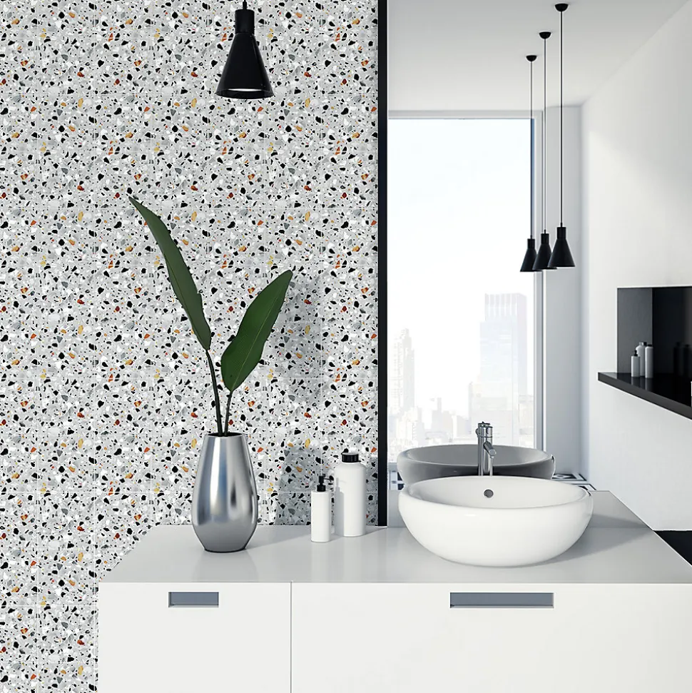 Sticker Mural Carrelage adhésif Cuisine Salle de Bain - 24 STICKERS CARRELAGES TERRAZZO CARLOFORT - 24stickers15x15cm
