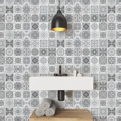 Sticker Mural Carrelage adhésif Cuisine Salle de Bain - 24 STICKERS CARRELAGES AZULEJOS YASMINE - 24stickers15x15cm