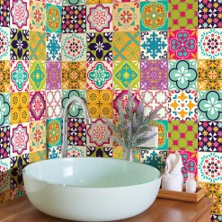 Sticker Mural Carrelage adhésif Cuisine Salle de Bain - 24 STICKERS CARRELAGES AZULEJOS CUSTODIO - 24stickers15x15cm