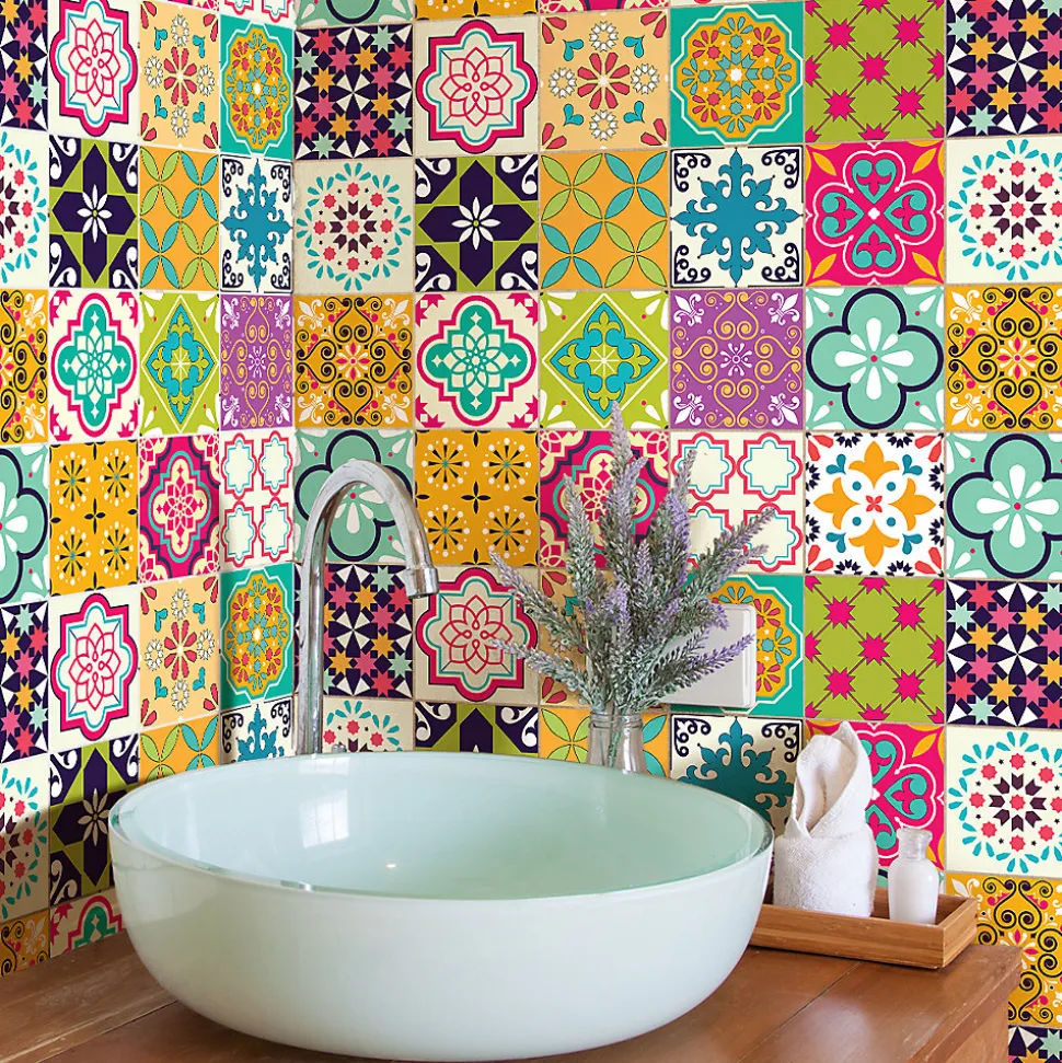 Sticker Mural Carrelage adhésif Cuisine Salle de Bain - 24 STICKERS CARRELAGES AZULEJOS CUSTODIO - 24stickers15x15cm