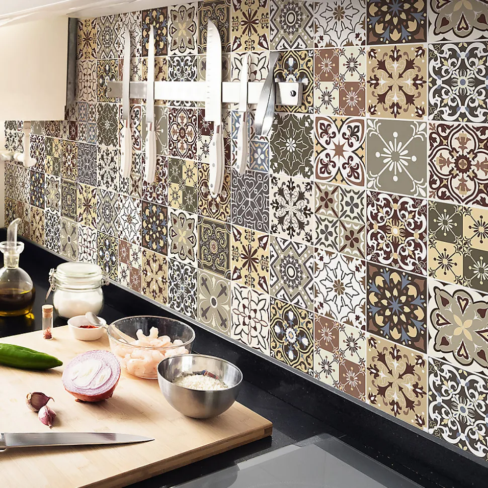 Sticker Mural Carrelage adhésif Cuisine Salle de Bain - 24 STICKERS CARRELAGES AZULEJOS JAVIERNA - 24stickers15x15cm