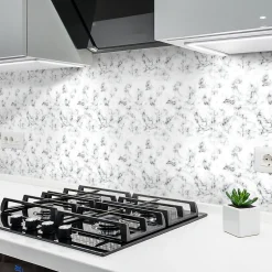 Sticker Mural Carrelage adhésif Cuisine Salle de Bain - 24 STICKERS CARRELAGES EFFET MARBRE NOIR ET BLANC - 24stickers15x15cm