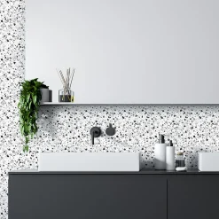 Sticker Mural Carrelage adhésif Cuisine Salle de Bain - 24 STICKERS CARRELAGES TERRAZZO TAORMINA - 24stickers15x15cm