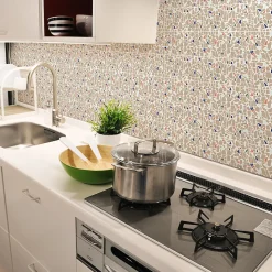 Sticker Mural Carrelage adhésif Cuisine Salle de Bain - 24 STICKERS CARRELAGES TERRAZZO ALZI ROSSI - 24stickers15x15cm
