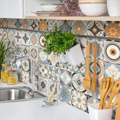 Sticker Mural Carrelage adhésif Cuisine Salle de Bain - 24 STICKERS CARRELAGES AZULEJOS GRAZELANO - 24stickers15x15cm