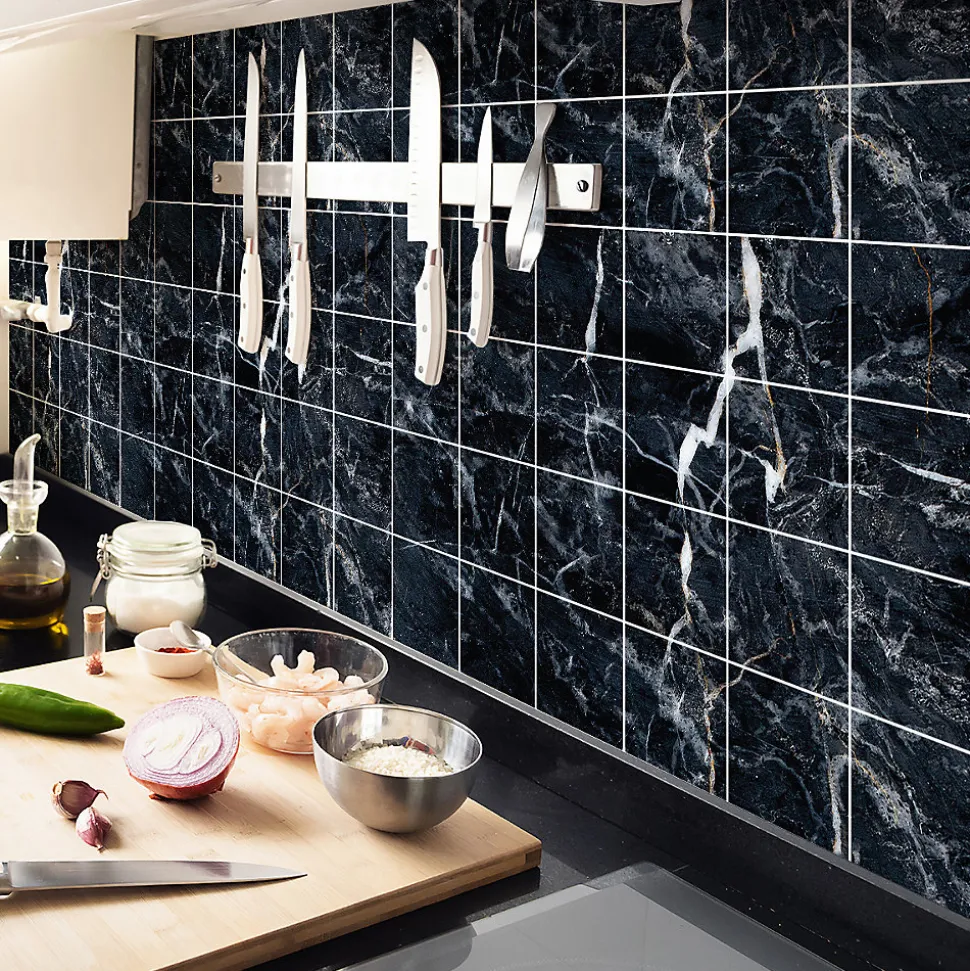 Sticker Mural Carrelage adhésif Cuisine Salle de Bain - 24 STICKERS CARRELAGES MARBRE D'EPINAL - 24stickers15x15cm