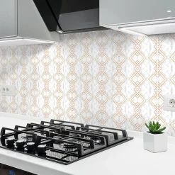 Sticker Mural Carrelage adhésif Cuisine Salle de Bain - 24 STICKERS CARRELAGES EFFET MARBRÉ ET DORÉ - 24stickers15x15cm