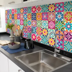 Sticker Mural Carrelage adhésif Cuisine Salle de Bain - 24 STICKERS CARRELAGES AZULEJOS AMERICA - 24stickers15x15cm