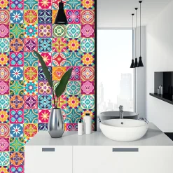 Sticker Mural Carrelage adhésif Cuisine Salle de Bain - 24 STICKERS CARRELAGES AZULEJOS AMERICA - 24stickers15x15cm