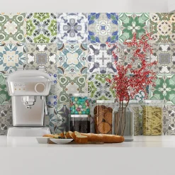 Sticker Mural Carrelage adhésif Cuisine Salle de Bain - 24 STICKERS CARRELAGES AZULEJOS BIAGIO - 24stickers15x15cm