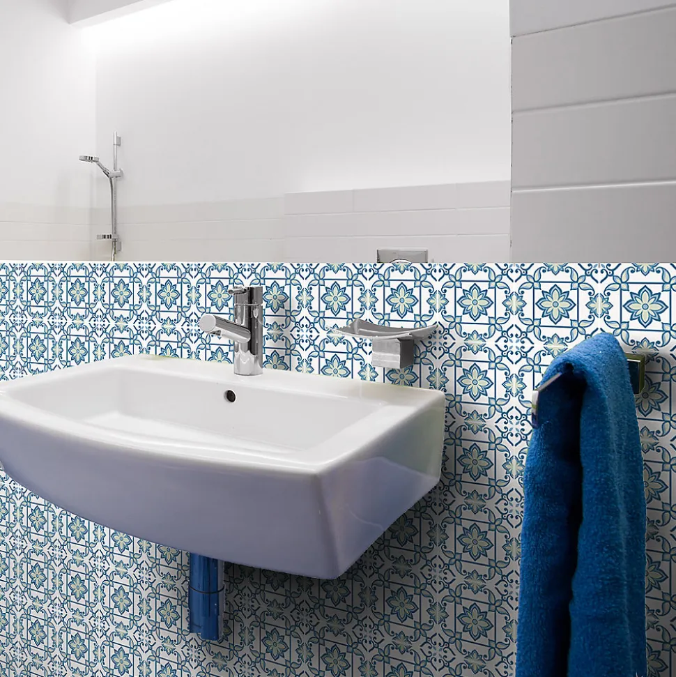 Sticker Mural Carrelage adhésif Cuisine Salle de Bain - 24 STICKERS CARRELAGES AZULEJOS MESSINE - 24stickers15x15cm