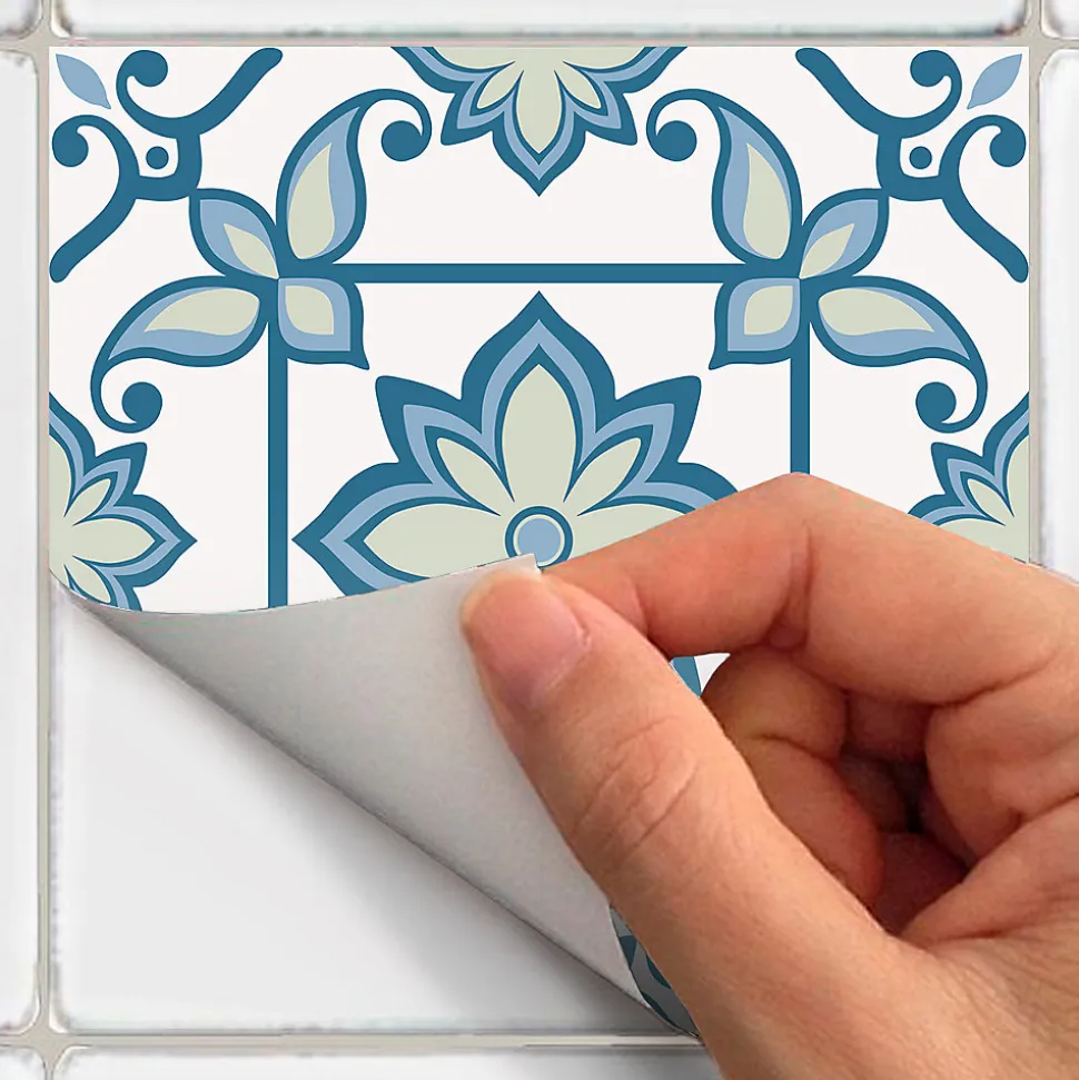 Sticker Mural Carrelage adhésif Cuisine Salle de Bain - 24 STICKERS CARRELAGES AZULEJOS MESSINE - 24stickers15x15cm