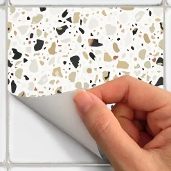 Sticker Mural Carrelage adhésif Cuisine Salle de Bain - 24 STICKERS CARRELAGES TERRAZZO PIANO - 24stickers15x15cm