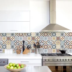 Sticker Mural Carrelage adhésif Cuisine Salle de Bain - 24 STICKERS CARRELAGES AZULEJOS ZEPETINO - 24stickers15x15cm