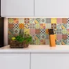 Sticker Mural Carrelage adhésif Cuisine Salle de Bain - 15 STICKERS CARRELAGES AZULEJOS MOSAÏQUE MULTICOLORE - 15stickers15x15cm
