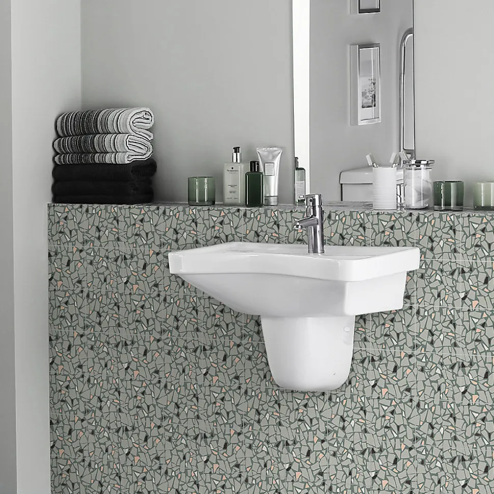 Sticker Mural Carrelage adhésif Cuisine Salle de Bain - 24 STICKERS CARRELAGES TERRAZZO TONVINO - 24stickers15x15cm