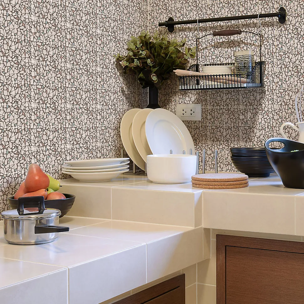 Sticker Mural Carrelage adhésif Cuisine Salle de Bain - 24 STICKERS CARRELAGES TERRAZZO ORGOSOLO - 24stickers15x15cm
