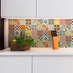 Sticker Mural Carrelage adhésif Cuisine Salle de Bain - 15 STICKERS CARRELAGES AZULEJOS MOSAÏQUE MULTICOLORE - 15stickers10x10cm