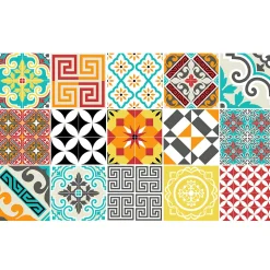 Sticker Mural Carrelage adhésif Cuisine Salle de Bain - 15 STICKERS CARRELAGES AZULEJOS MOSAÏQUE MULTICOLORE - 15stickers10x10cm