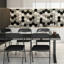 Sticker Mural Carrelage adhésif Cuisine Salle de Bain - CARRELAGES HEXAGONES MARBRE D'ANTAN - 28stickershexagones15x13,5cm